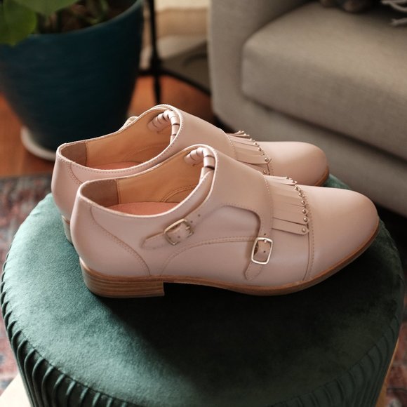 Bared Footwear Rooster Pink Flat Double Monk Oxfords - Picture 1 of 4